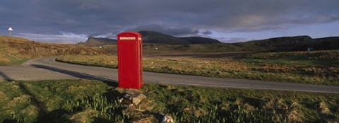 Framed Telephone Booth In A Landscape, Isle Of Skye, Highlands, Scotland, United Kingdom Print