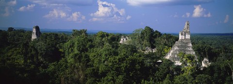 Framed High Angle View Of An Old Temple, Tikal, Guatemala Print