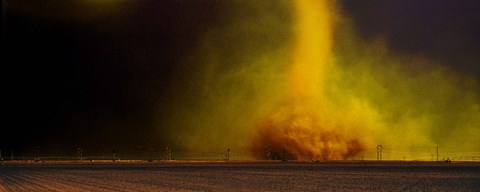 Framed Tornado in a field Print