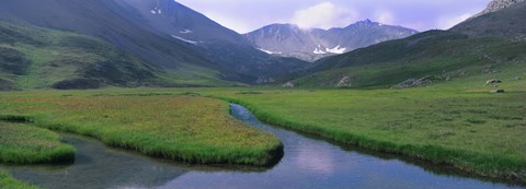 Framed Mountains Surrounding A Stream, Hinterland, French Riviera, France Print