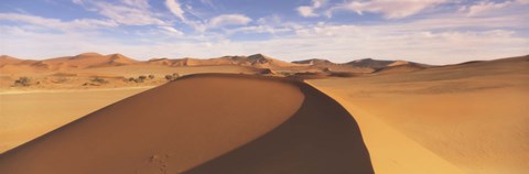 Framed Sand dunes in an arid landscape, Namib Desert, Sossusvlei, Namibia Print