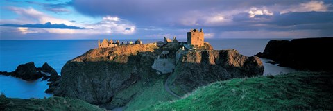Framed High angle view of a castle, Stonehaven, Grampian, Aberdeen, Scotland Print
