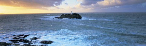 Framed Lighthouse on an island, Godvery Lighthouse, Hayle, Cornwall, England Print