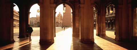 Framed Tourists in a building, Venice, Italy Print