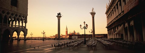 Framed Low angle view of sculptures in front of a building, St. Mark&#39;s Square, Venice, Italy Print