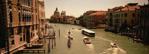 Framed High angle view of boats in water, Venice, Italy Print