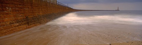 Framed Surrounding Wall Along The Sea, Roker Pier, Sunderland, England, United Kingdom Print