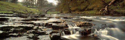 Framed Arch Bridge Over A River, Stainforth Force, River Ribble, North Yorkshire, England, United Kingdom Print