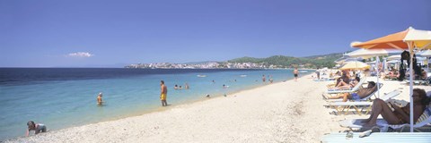 Framed Tourist on the beach, Porto Carras, Neos Marmaras, Sithonia, Halkidiki, Greece Print