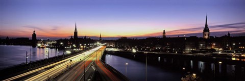 Framed High angle view of traffic on a highway, Stockholm, Sweden Print