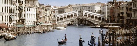 Framed Bridge Over A Canal, Rialto Bridge, Venice, Veneto, Italy Print