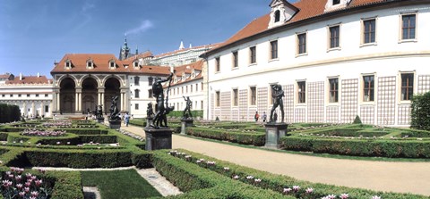 Framed Tourists in a garden, Valdstejnska Garden, Mala Strana, Prague, Czech Republic Print
