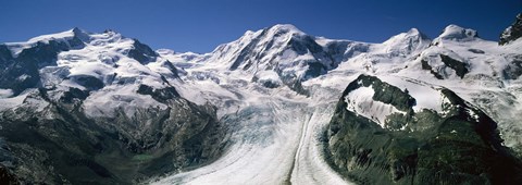 Framed Snow Covered Mountain Range and Glacier, Matterhorn, Switzerland Print