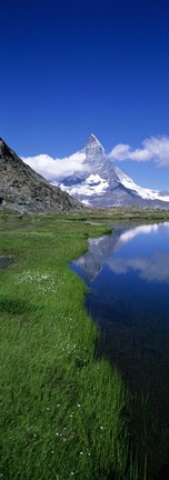 Framed Reflection Of Mountain In Water, Riffelsee, Matterhorn, Switzerland Print