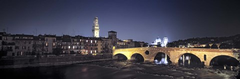 Framed Bridge over a river, Pietra Bridge, Ponte Di Pietra, Verona, Italy Print