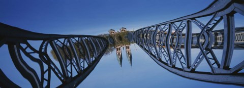 Framed Low Angle View Of A Bridge, Blue Bridge, Freiburg, Germany Print