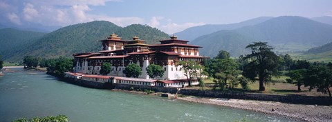 Framed Palace On A Riverbank, Punakha Dzong, Punakha, Bhutan Print