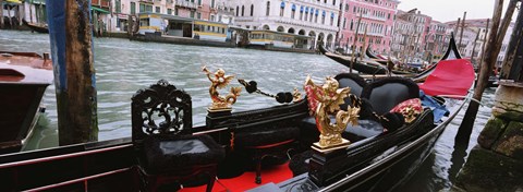 Framed Close-up of a gondola in a canal, Grand Canal, Venice, Italy Print