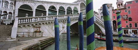 Framed Arch bridge across a canal, Rialto Bridge, Grand Canal, Venice, Italy Print