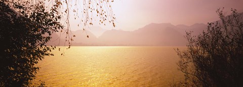 Framed Lake On The Mountainside, Mondsee, Salzburg, Austria Print