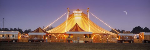 Framed Circus lit up at dusk, Circus Narodni Tent, Prague, Czech Republic Print