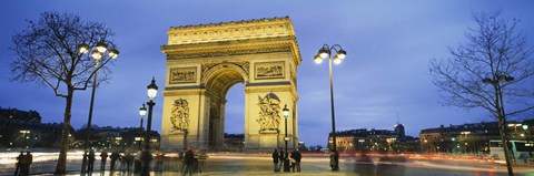 Framed Tourists walking in front of a monument, Arc de Triomphe, Paris, France Print