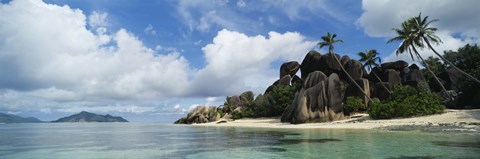 Framed Rock Formations on Anse Source D&#39;argent Beach, La Digue Island, Seychelles Print