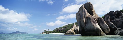 Framed Rocks on Anse Source D&#39;argent Beach, La Digue Island, Seychelles Print