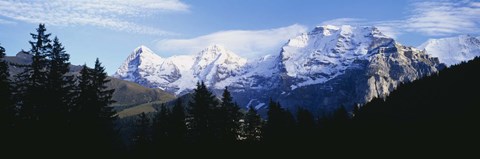 Framed Snow covered mountains on a landscape, Bernese Oberland, Switzerland Print