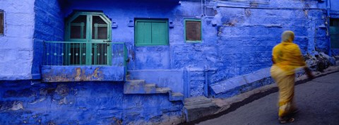 Framed Rear view of a woman walking on the street, Jodhpur, Rajasthan, India Print