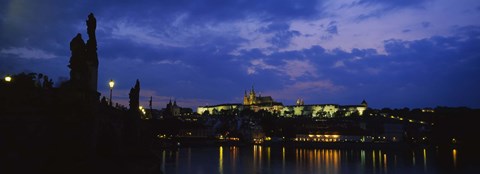 Framed Buildings lit up at night, Prague, Czech Republic Print