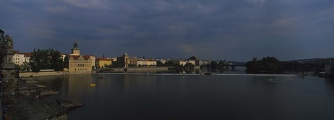 Framed Buildings at the waterfront, Charles Bridge, Vltava River, Prague, Czech Republic Print