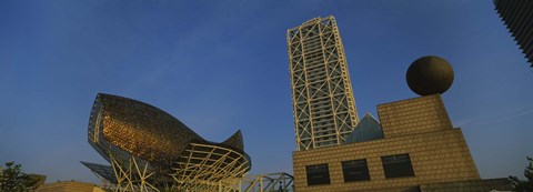 Framed Low angle view of a building, Olympic Port, Golden Whale, Barcelona, Catalonia, Spain Print