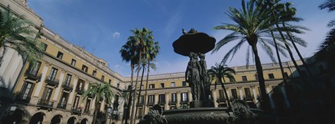 Framed Fountain in front of a palace, Placa Reial, Barcelona, Catalonia, Spain Print