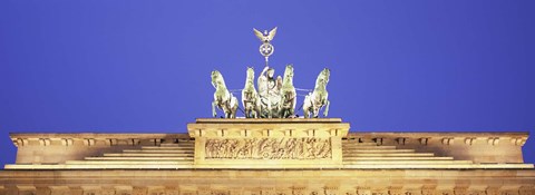 Framed Horses and Chariot statue on Brandenburg Gate, Berlin, Germany Print