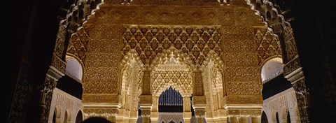 Framed Carving on the wall of a palace, Court Of Lions, Alhambra, Granada, Andalusia, Spain Print