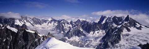 Framed High angle view of a mountain range, Mt Blanc, The Alps, France Print