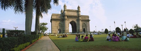 Framed Tourist in front of a monument, Gateway Of India, Mumbai, Maharashtra, India Print