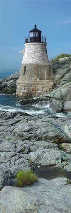 Framed Lighthouse along the sea, Castle Hill Lighthouse, Narraganset Bay, Newport, Rhode Island (vertical) Print