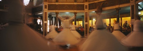 Framed Dervishes dancing at a ceremony, Istanbul, Turkey Print