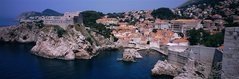 Framed Town at the waterfront, Lovrijenac Fortress, Bokar Fortress, Dubrovnik, Croatia Print