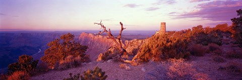 Framed Rock formations with a river, Desert View Watchtower, Desert Point, Grand Canyon National Park, Arizona Print