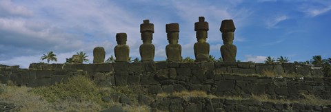 Framed Moai statues in a row, Rano Raraku, Easter Island, Chile Print