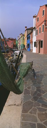 Framed Houses along a road, Burano, Venetian Lagoon, Italy Print