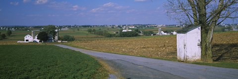 Framed Road through Amish Farms, Pennsylvania Print