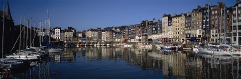 Framed Boats docked at a harbor, Honfleur, Normandy, France Print