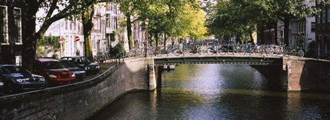 Framed Bridge across a channel, Amsterdam, Netherlands Print