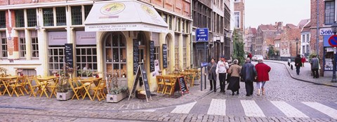 Framed Tourists walking on the street in a city, Ghent, Belgium Print