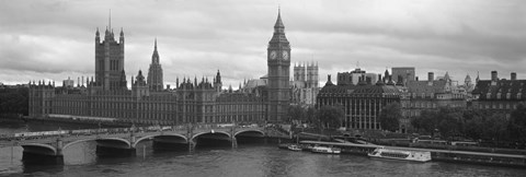 Framed Bridge across a river, Westminster Bridge, Big Ben, Houses of Parliament, City Of Westminster, London, England Print