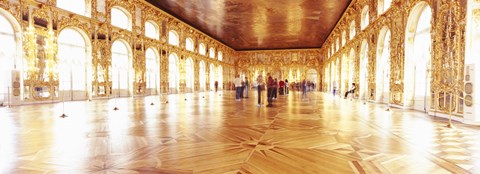 Framed Group of people inside a ballroom, Catherine Palace, Pushkin, St. Petersburg, Russia Print